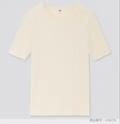 UNIQLO ランダムリブクルーネックT（半袖）　M オフホワイト