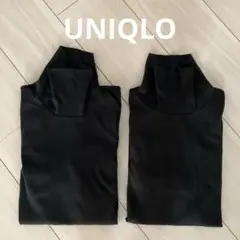 ユニクロ　コットン　タートルネック 長袖　Tシャツ L 黒　2点セット