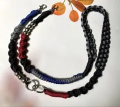 3way 黒ベース えんじ×ネイビー