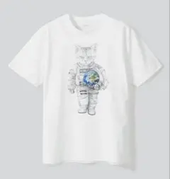 【新品タグ付き】グラニフ Tシャツ アストロキャット L 猫 ホワイト 完売品