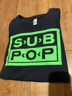 SUB POP Tシャツ ブラック ネオングリーン