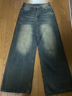 aspmode グリーン　ブルー　ウォッシュド　デニム　韓国　ワイド　y2k