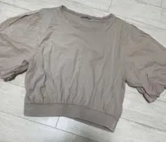 ZARA パフスリーブ　ブラウス　グレージュ　ベージュ