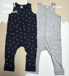 H&M90-95 ロンパース・カバーオール 2点セット　オーガニックコットン