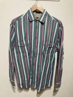 80〜90's Eddie Bauer マルチストライプ柄 ワークシャツ　M
