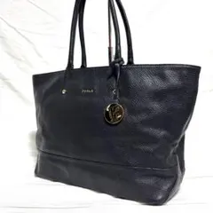 FURLA フルラ A4対応 シボ革 トートバッグ ブラック 1885