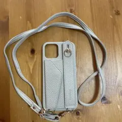 iPhone12用グレーケース ストラップ付き