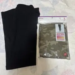 古着　新品　ヒートテック　レギンス　140cm 2枚　ブラック　カモフラ