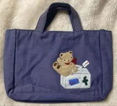 ☆美品☆ファミリア インバッグ 青デニム クマちゃんアップリケ