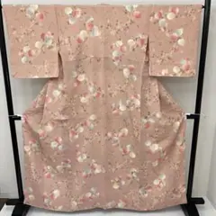 小紋 裄66 風合い良い染め ちりめん 正絹 i-4122