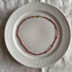 3. 赤珊瑚/ワンカラービーズネックレス/39cmネックレス