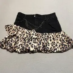 SHEIN スカート　ヒョウ柄　デニム　L
