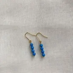 ターコイズ ピアス 3mm 4粒 小粒 シンプル 天然石 爽やか 上品