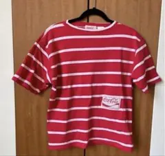 【6/30まで】 コカコーラ ボーダー Tシャツ レッド L ヴィンテージ 古着のサムネイル
