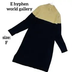 【美品】 イーハイフンワールドギャラリー 長袖ニットワンピース 膝丈 バイカラー