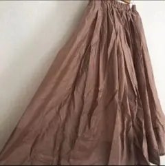 ロングスカート ブラウン ウエストゴム