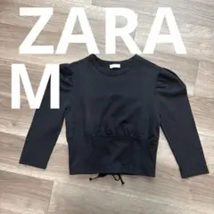 ZARA ザラ　M ブラック　リボン　トップス　長袖のサムネイル