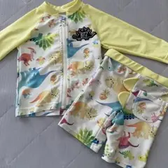 【美品】BIT'Z ビッツ 恐竜柄スイムウェア上下セット90cm ラッシュガード