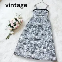 vintage キャミワンピース トワルドジュイ 太陽 月 ハート 白黒 ロング