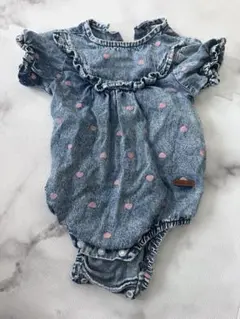 futafuta  ハート柄デニム風ロンパース　80cm