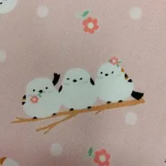 ★可愛いシマエナガ柄★ 綿生地　長さ１メートル