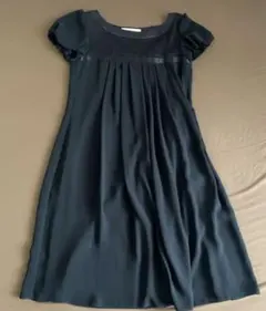 Sale 黒 半袖 フレアワンピース　m'select 美品　サイズ34