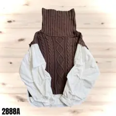 Leahmatin リアマティン ブラウン タートルネックニット 2888