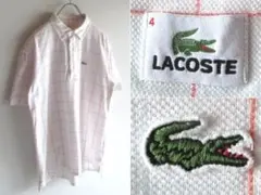 LACOSTE ワニロゴワッペン グラフチェック 鹿の子 BDポロシャツ 4