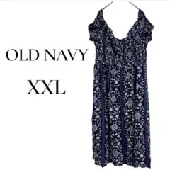 OLD NAVY（XXL）ネイビー 花柄 キャミワンピース オフショルダーのサムネイル