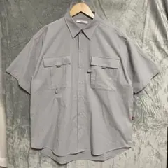 【L895】 EDWIN ドライミリタリーシャツ サイズL グレーのサムネイル