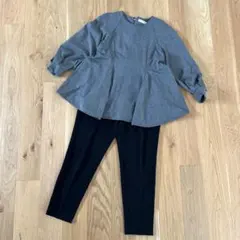 ２点セット パンツセット　ペプラムトップス　イージーパンツ　卒業式　入学式　M