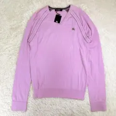 【新品タグ付き】バーバリーブラックレーベル　綿　ホースロゴ　ニット　ピンク　M