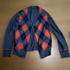 ダイヤモンドパターン カーディガン グレー