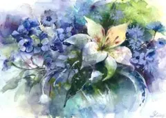 水彩画原画パンジー花の絵 - メルカリ