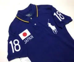 ポロラルフローレン　半袖ポロシャツ　M　日本国旗ワッペン　ビッグポニー刺繍