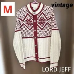 カーディガン　レディースUSA製LORDJEFF ノルディック柄　Mサイズ