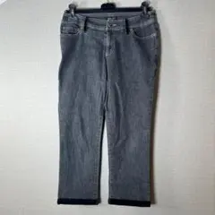 【INGEBORG】ベロア切替デニムパンツ(9号 M) 黒デニム上品ストレッチのサムネイル