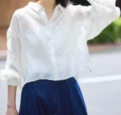 VIS 花柄 シアーシャツ ホワイト トップス 羽織り