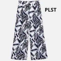 PLST リーフ プリント イージー ワイドパンツ ネイビー プラステ