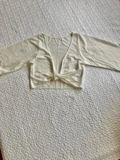 ノーブランド　羽織　ノーカラーブラウス　リボン結び