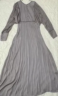 ナノユニバース プリーツ 長袖 ロングワンピース