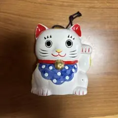 招き猫 朱肉入れ 陶器製 置物