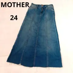 MOTHER◆デニムフレアスカート 24 S インディゴ ロング Aラインのサムネイル