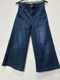 レディース　ダークデニム ワイドレッグパンツ　XS