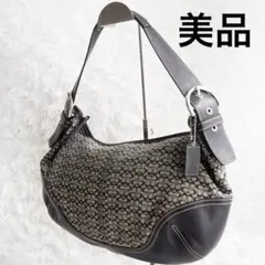 美品 希少 オールドコーチ ワンショルダーバッグ シグネチャー レザー ブラック