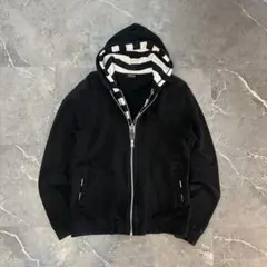 ボーダー ジップパーカー y2k 平成 00s テック系　ダブルジップ　お兄系
