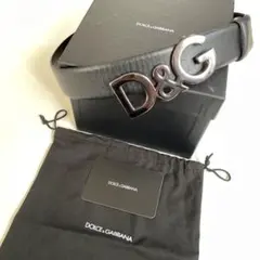 【美品】D&G ロゴバックル ベルト 黒革 (付属品付き)