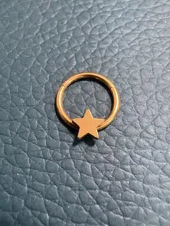 星型チャーム ゴールドオープンリングピアス　ステンレス