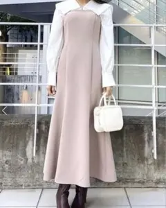 マーキュリーデュオ シャツドッキング配色ワンピース M ベージュ スナイデル