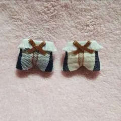 赤ちゃんお洋服　フリルサロペットチェック⑥-①　２着セット　リボン